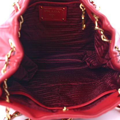 Prada Soft Calf Chain Tote Rosso 5 of 9