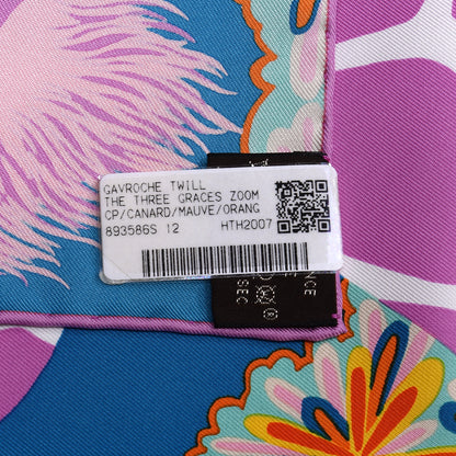 Hermes Silk The Three Graces Zoom Scarf 45 Canard Mauve Orange 4 of 4