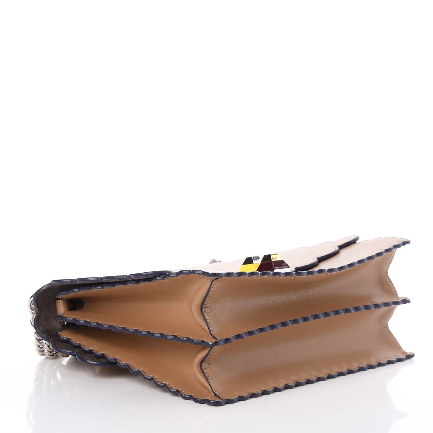 Vitello Liberty Scalloped Studded Kan I Shoulder Bag Sand