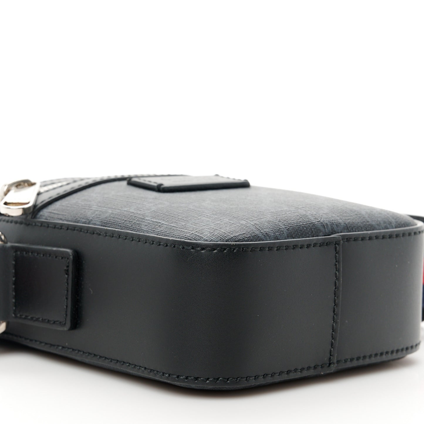 GG Supreme Monogram Appia Calfskin Web Small Camera Messenger Bag Black Grey
