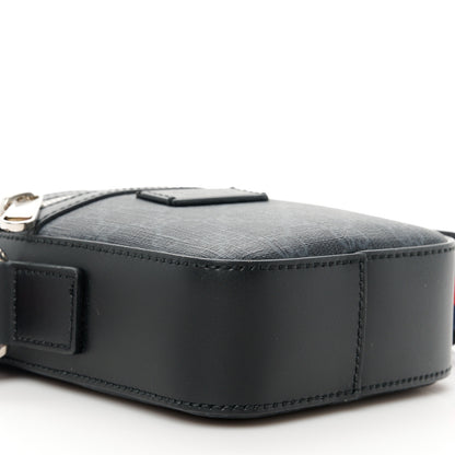 Gucci GG Supreme Monogram Appia Calfskin Web Small Camera Messenger Bag Black Grey 9 of 10