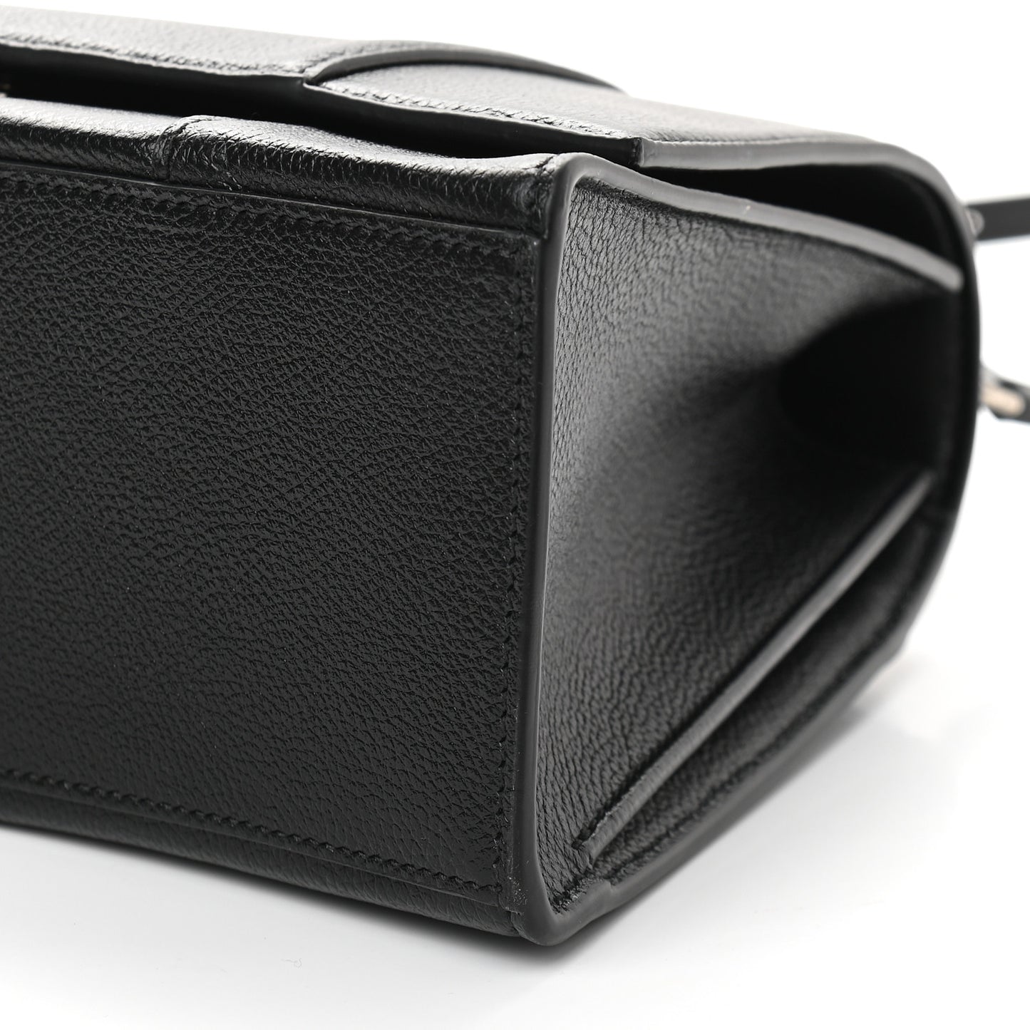 Grained Calfskin Medium Hourglass Top Handle Bag Black