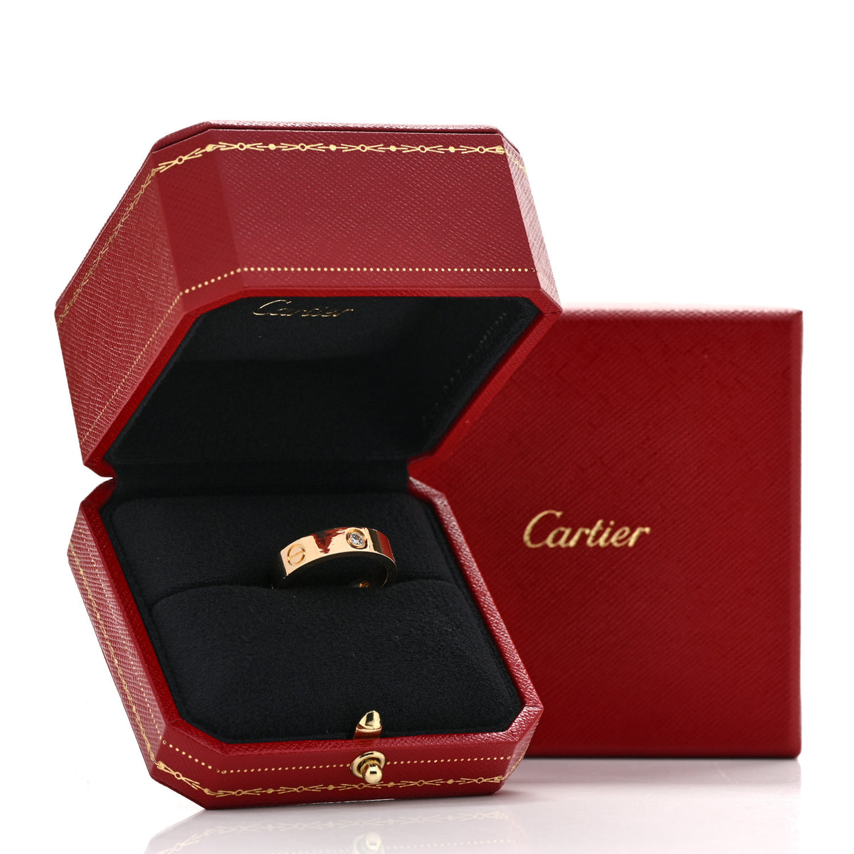 Cartier 18K Yellow Gold 3 Diamond 5.5mm LOVE Ring 61 9.5 5 of 5