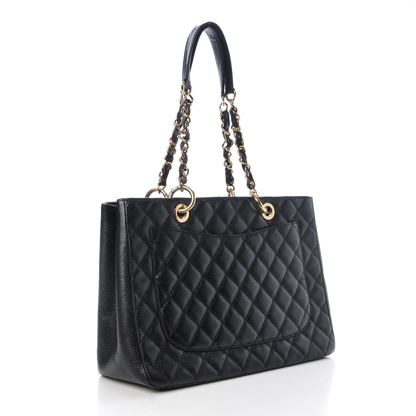 Caviar Quilted Grand Shopping Tote GST Black
