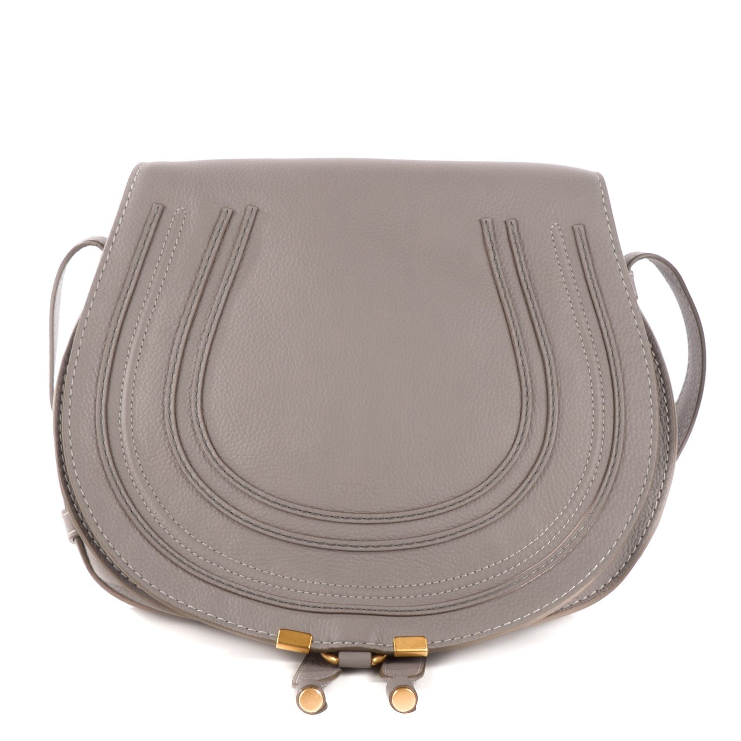 Calfskin Medium Marcie Round Crossbody Bag Cashmere Grey