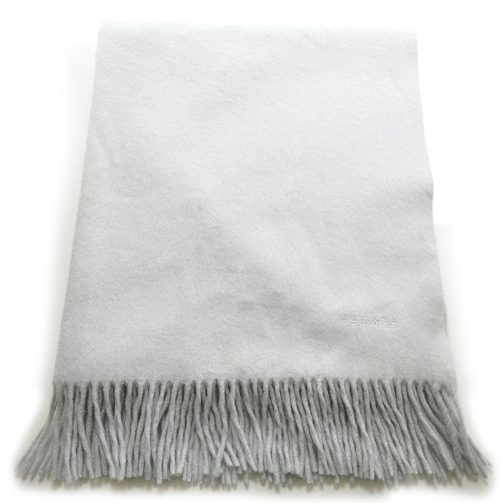 Hermes Cashmere Fringe Scarf Bleu 1 of 4