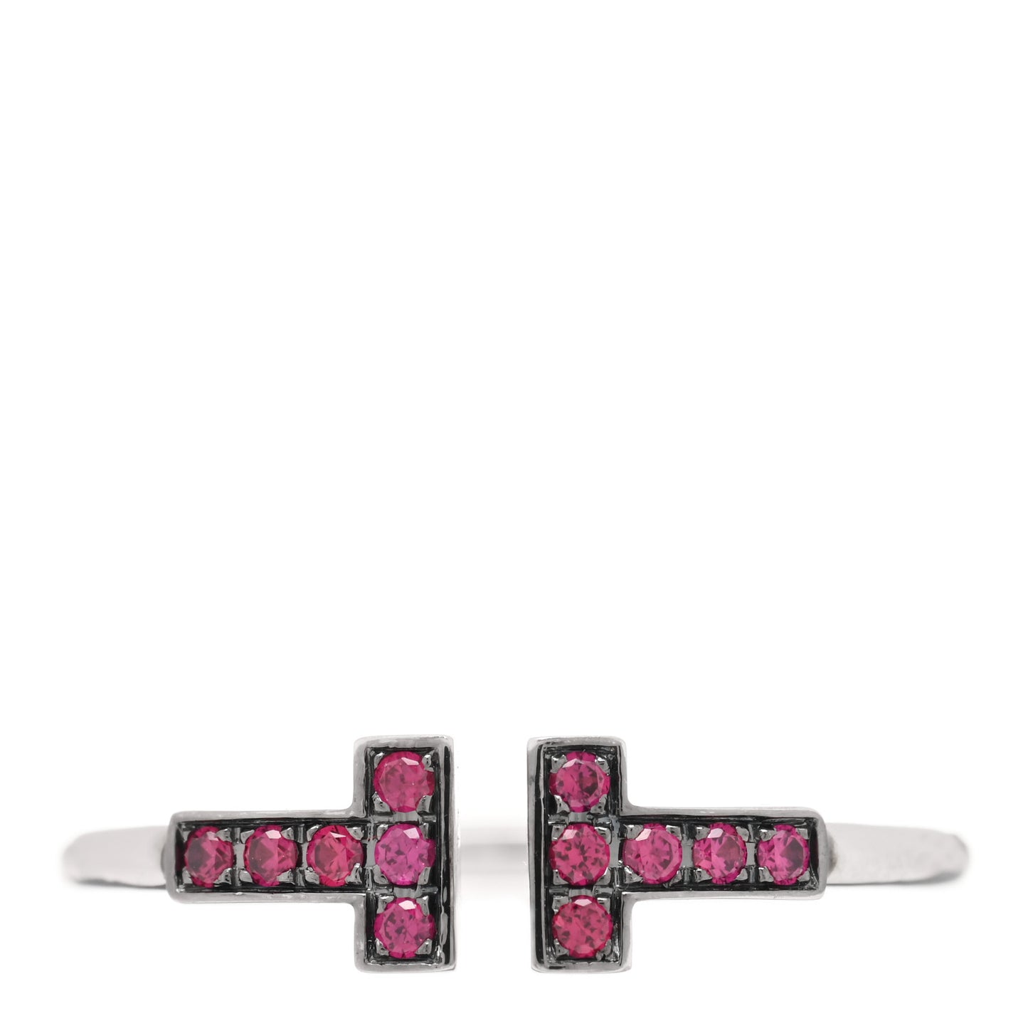 18K White Gold Ruby T Wire Ring 58 8.25