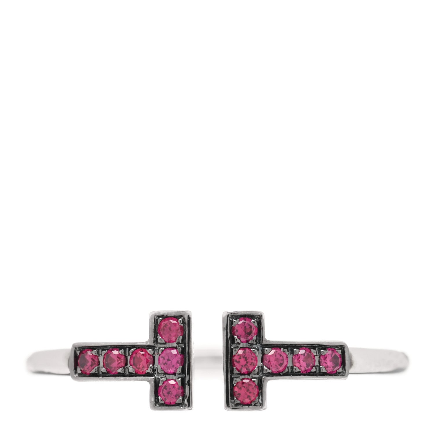 Tiffany 18K White Gold Ruby T Wire Ring 58 8.25 1 of 4