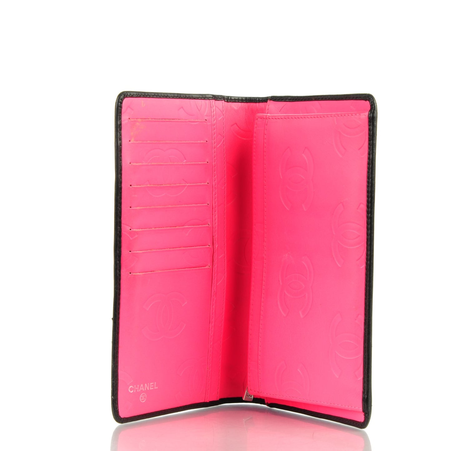 Calfskin Quilted Cambon Yen Wallet Black