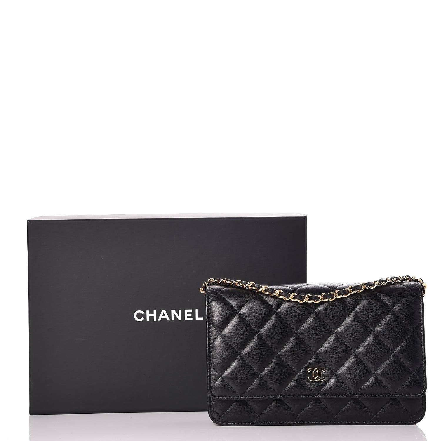 Chanel Lambskin Quilted Wallet On Chain WOC Black 9 of 9
