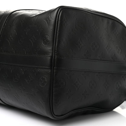 Louis Vuitton Calfskin Shadow Monogram Keepall Bandouliere 50 Black 8 of 8