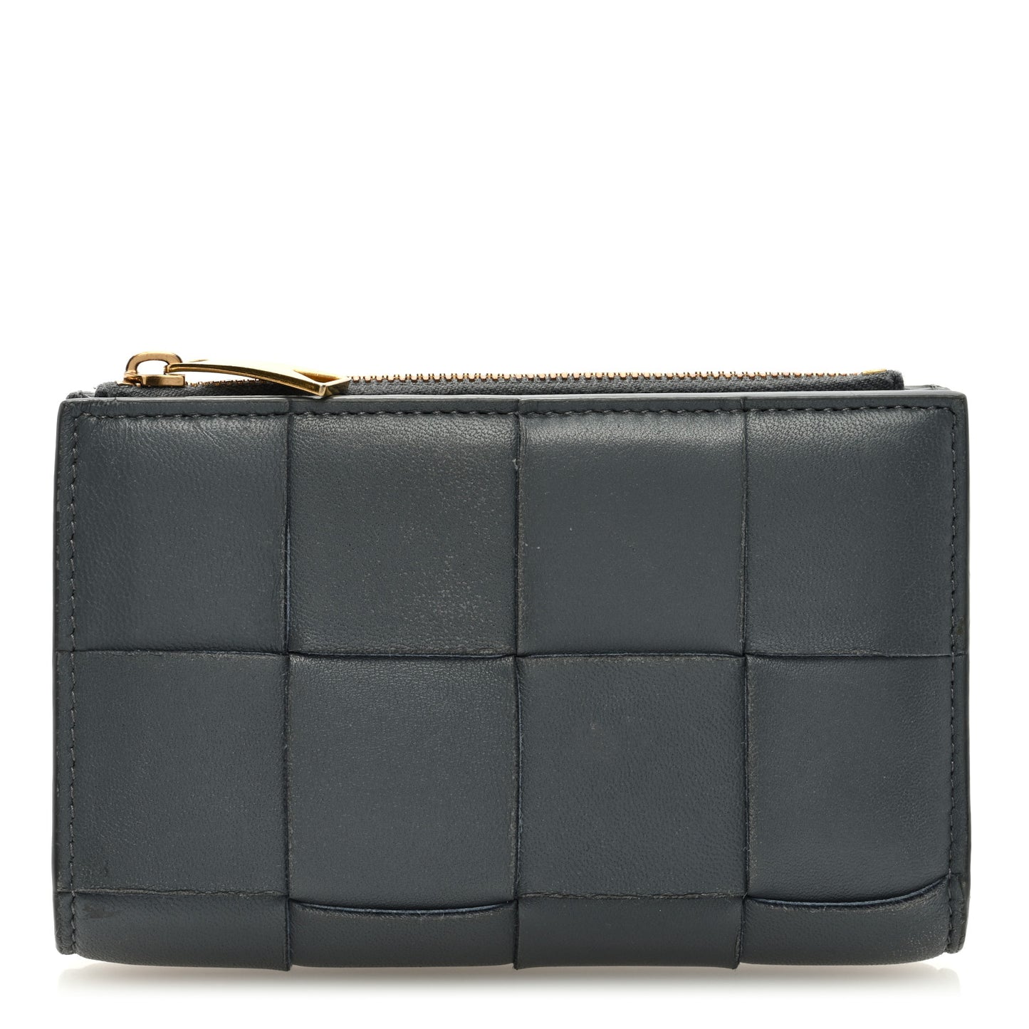 Nappa Maxi Intrecciato Medium Cassette Bifold Zip Wallet Thunder