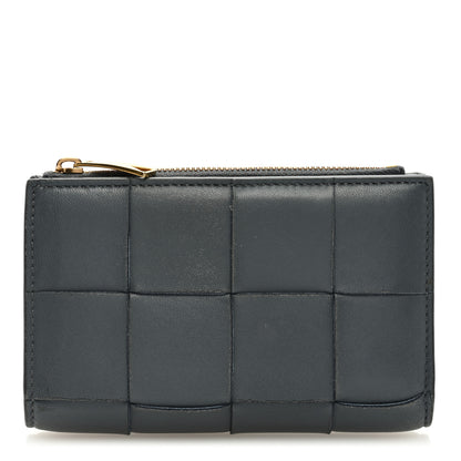 Bottega Veneta Nappa Maxi Intrecciato Medium Cassette Bifold Zip Wallet Thunder 1 of 6