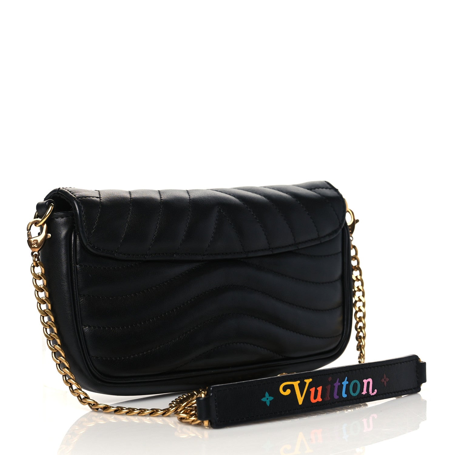 Louis Vuitton Calfskin New Wave Chain Pochette Black 3 of 10