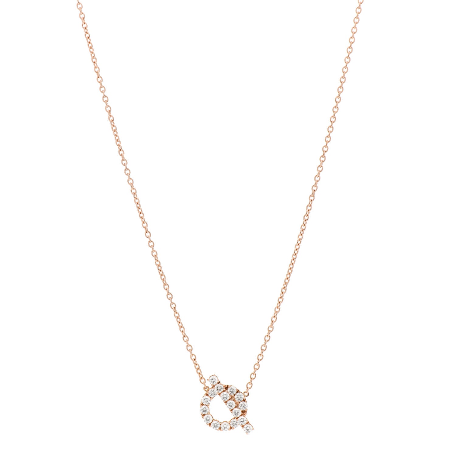 Hermes 18K Rose Gold Diamond Finesse Pendant Necklace 1 of 4
