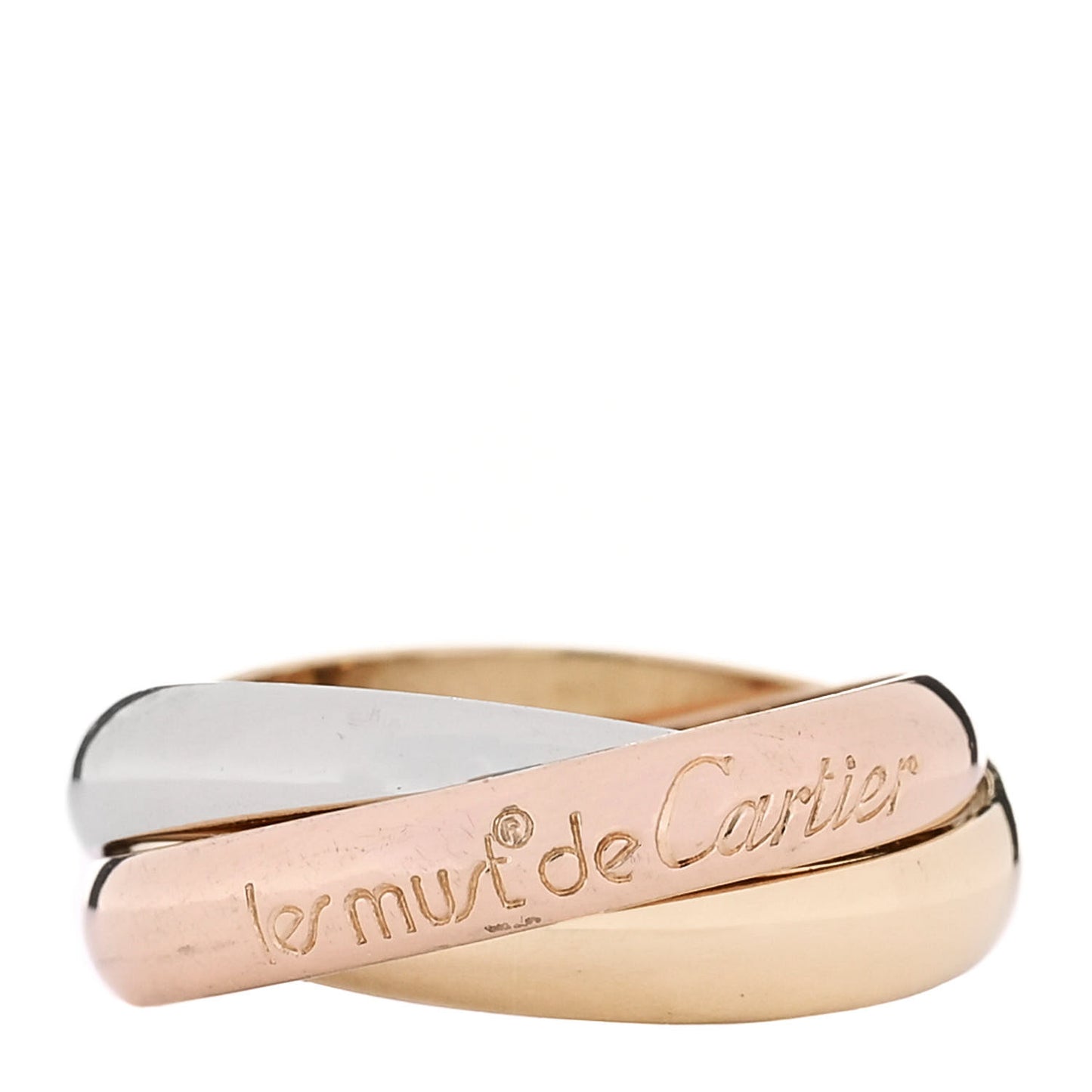 18K Pink Yellow White Gold Classic Les Must De Cartier Trinity Ring 52 6