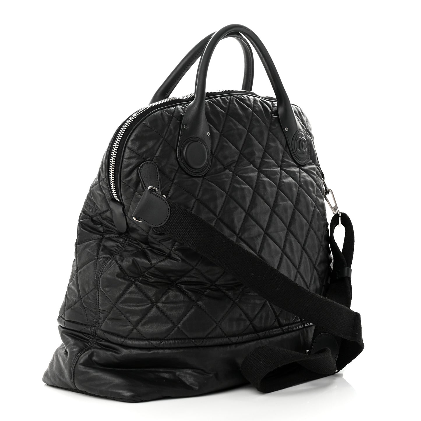 Coated Canvas Quilted Large Garment Travel Bag Black