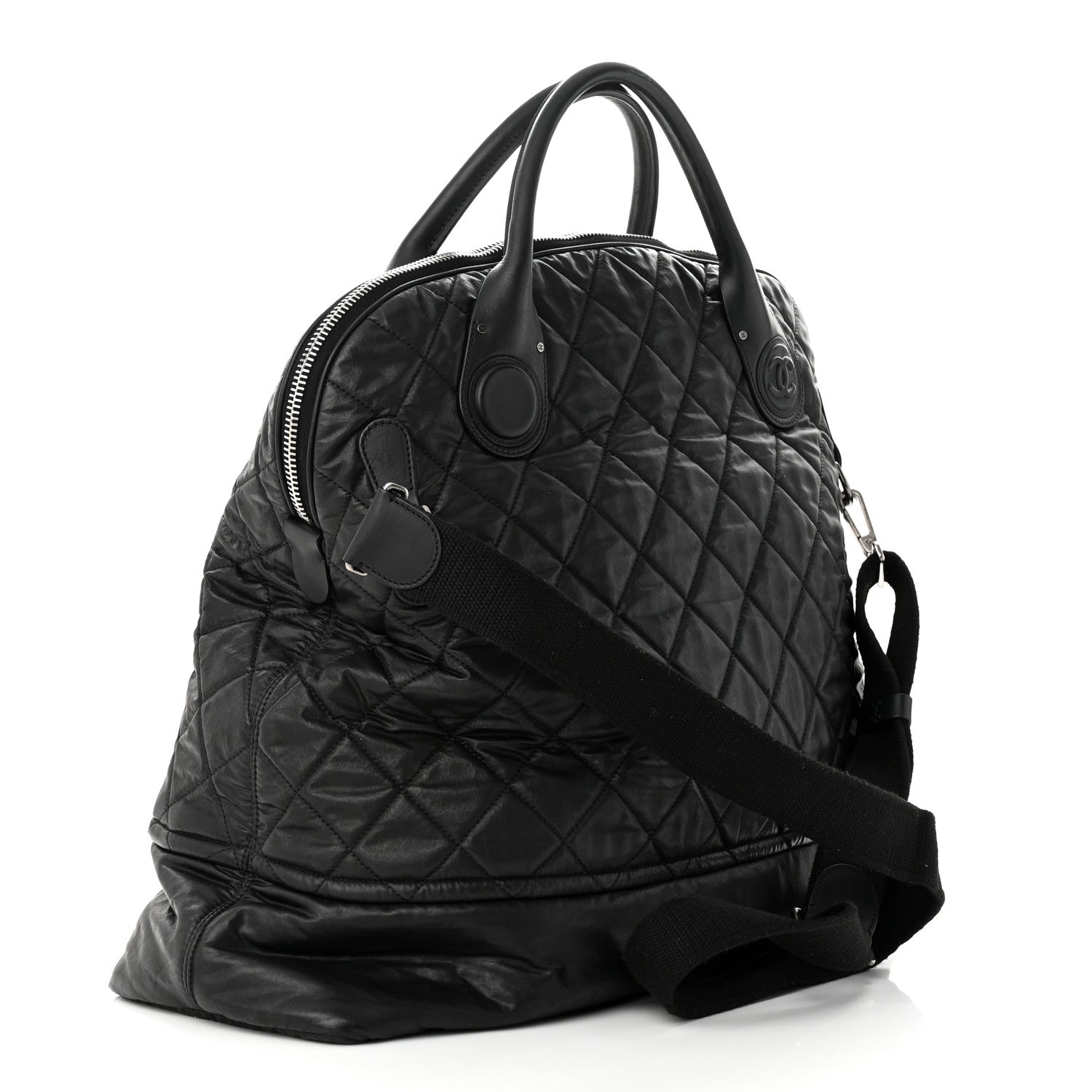 Chanel Coated Canvas Quilted Large Garment Travel Bag Black 3 of 10