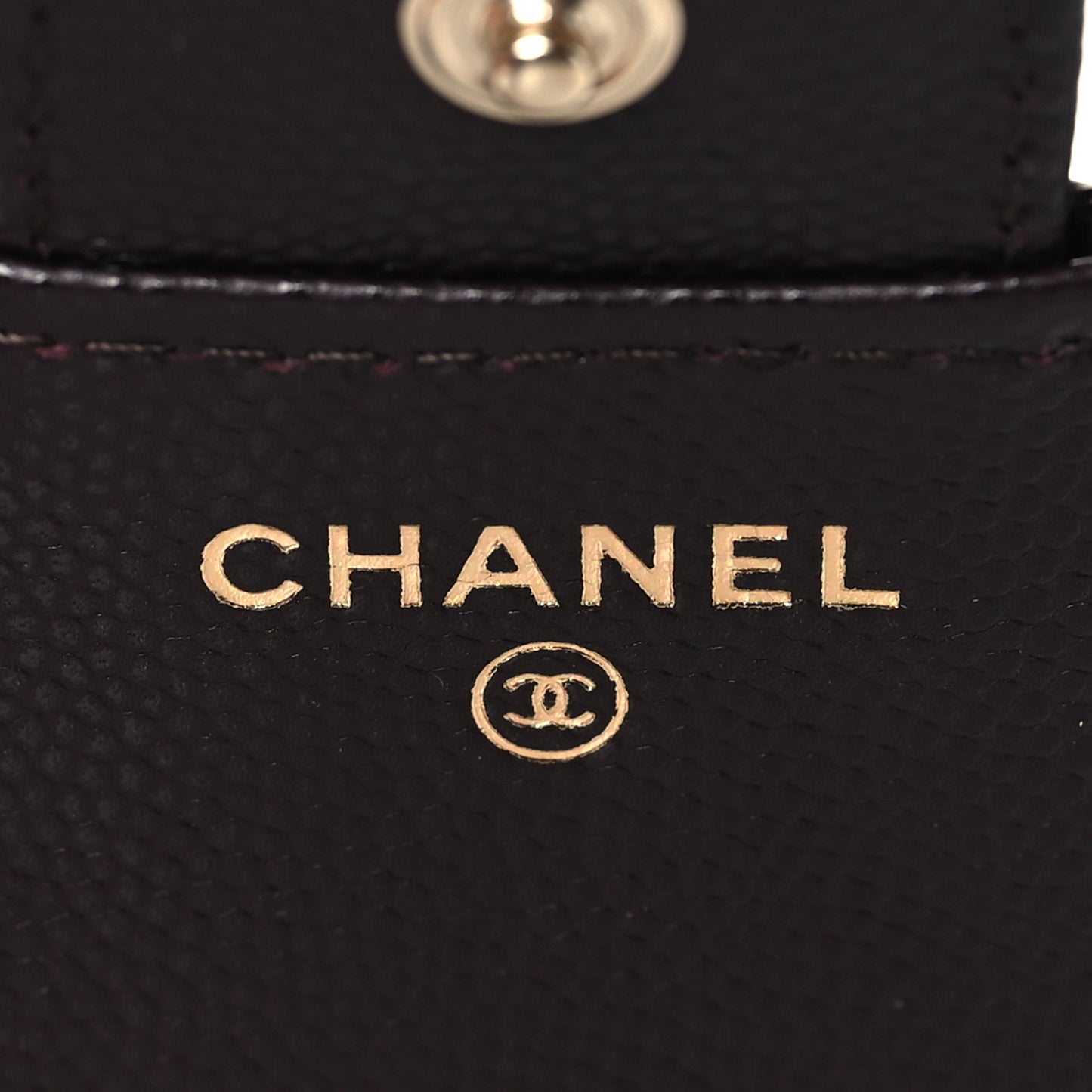 Caviar Quilted Compact Flap Wallet Dark Brown