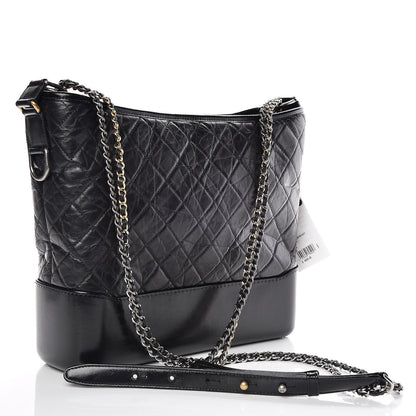 Chanel Aged Calfskin Quilted Large Gabrielle Hobo Black 3 of 10