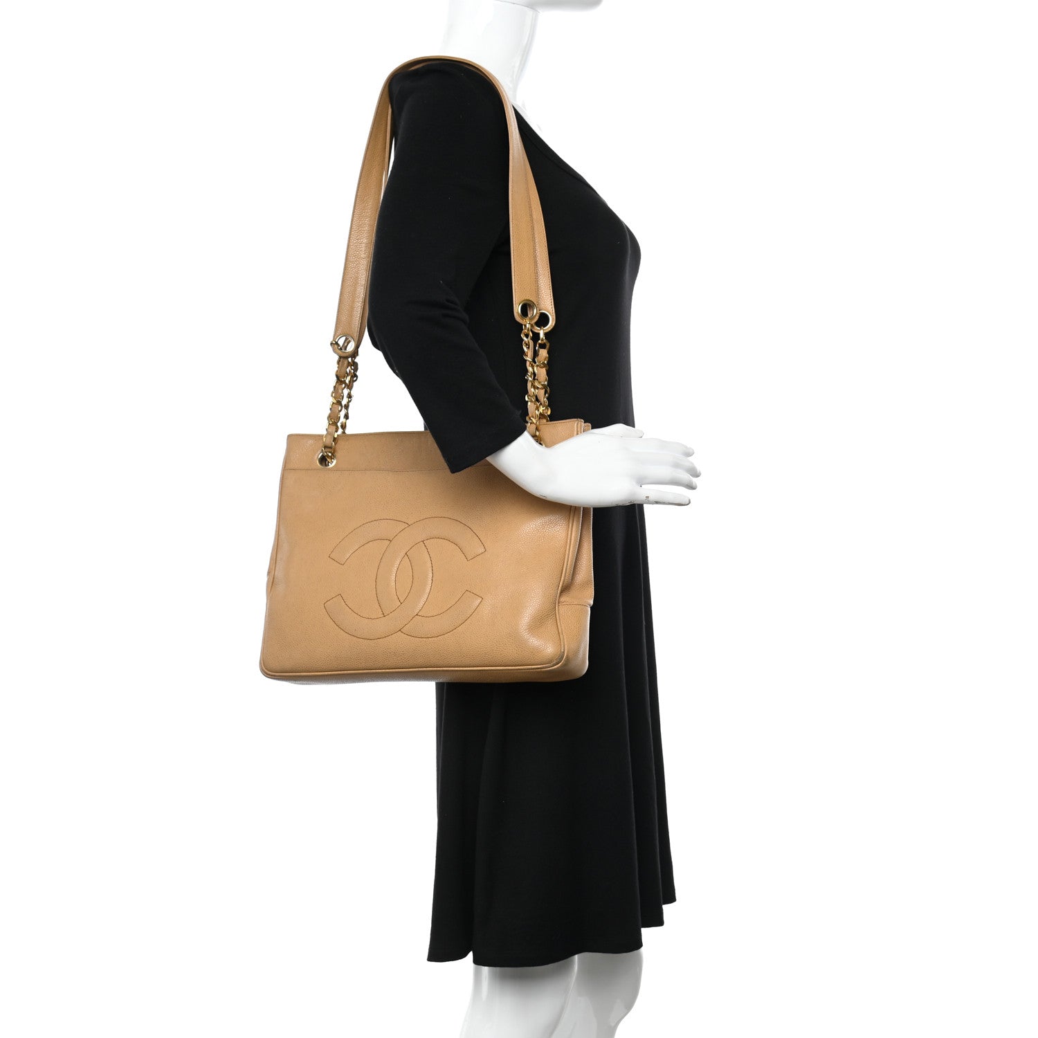 Chanel Caviar CC Shoulder Bag Beige 2 of 19