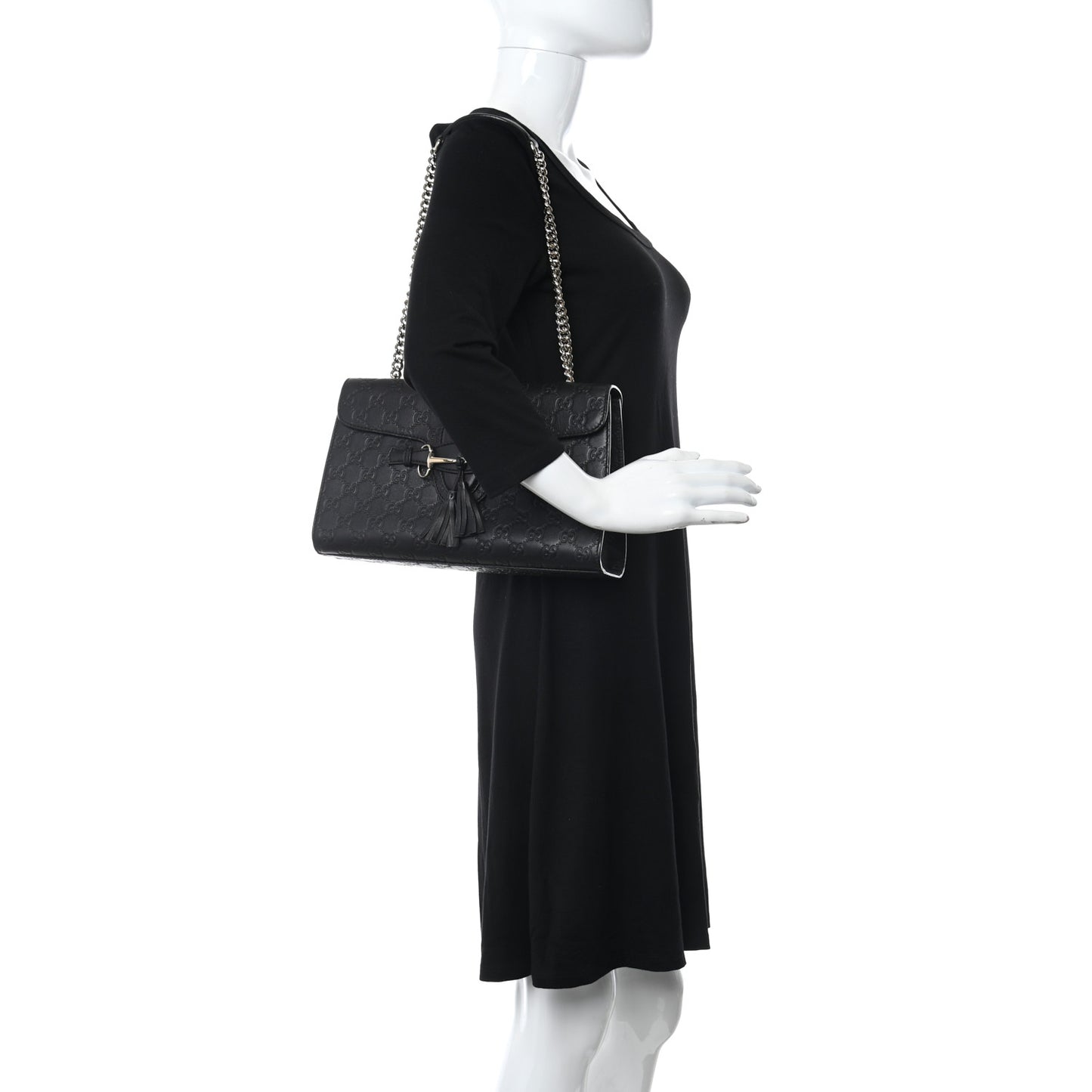Microguccissima Medium Emily Chain Shoulder Bag Black