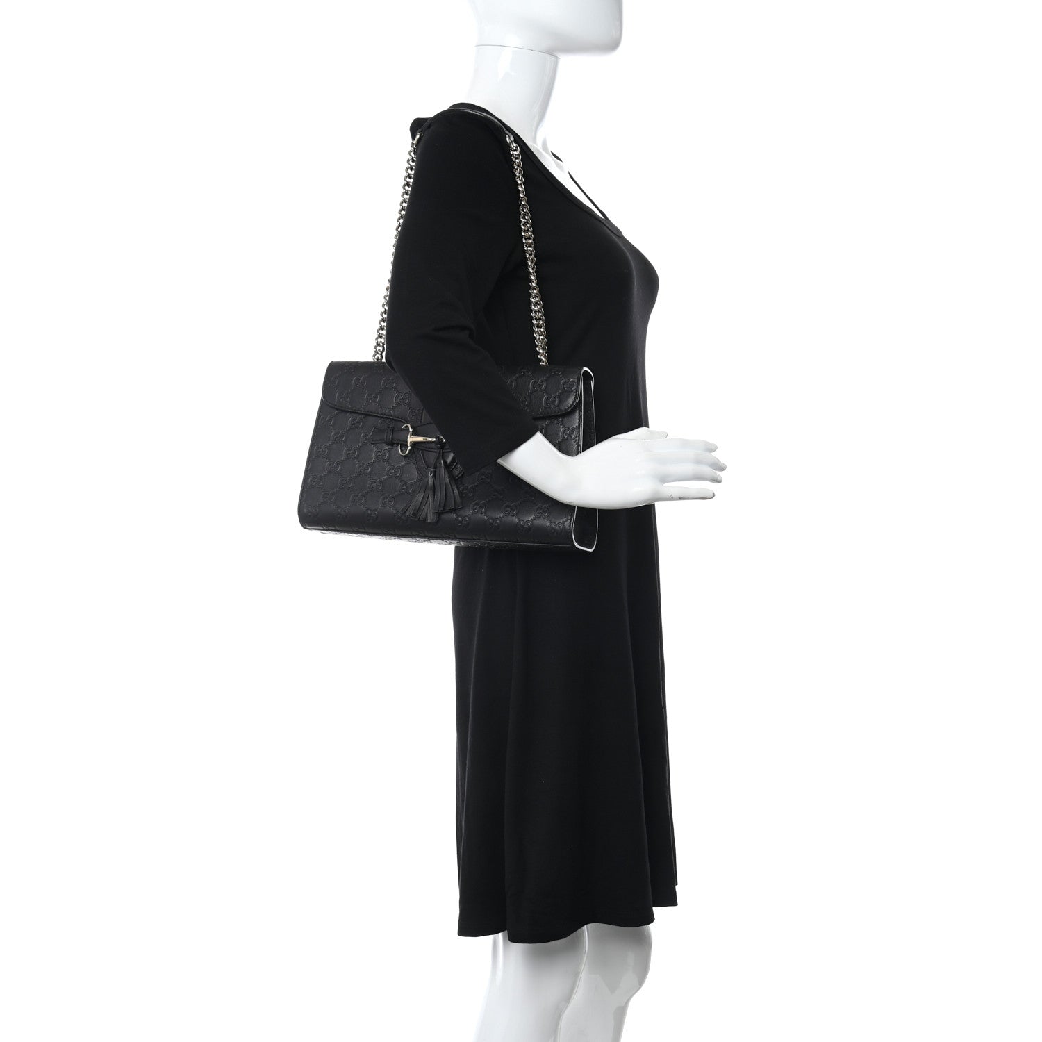 Gucci Microguccissima Medium Emily Chain Shoulder Bag Black 2 of 14