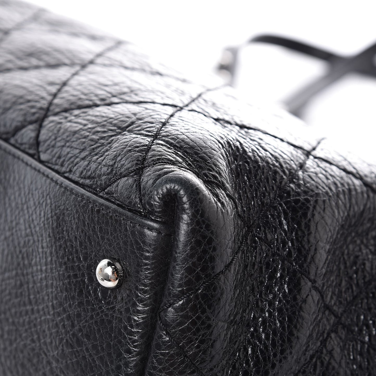 Glazed Calfskin Large On The Road Tote Black