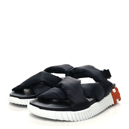 Hermes Parachute Fabric Calfskin Womens Electric Sandals 39 Black 3 of 8