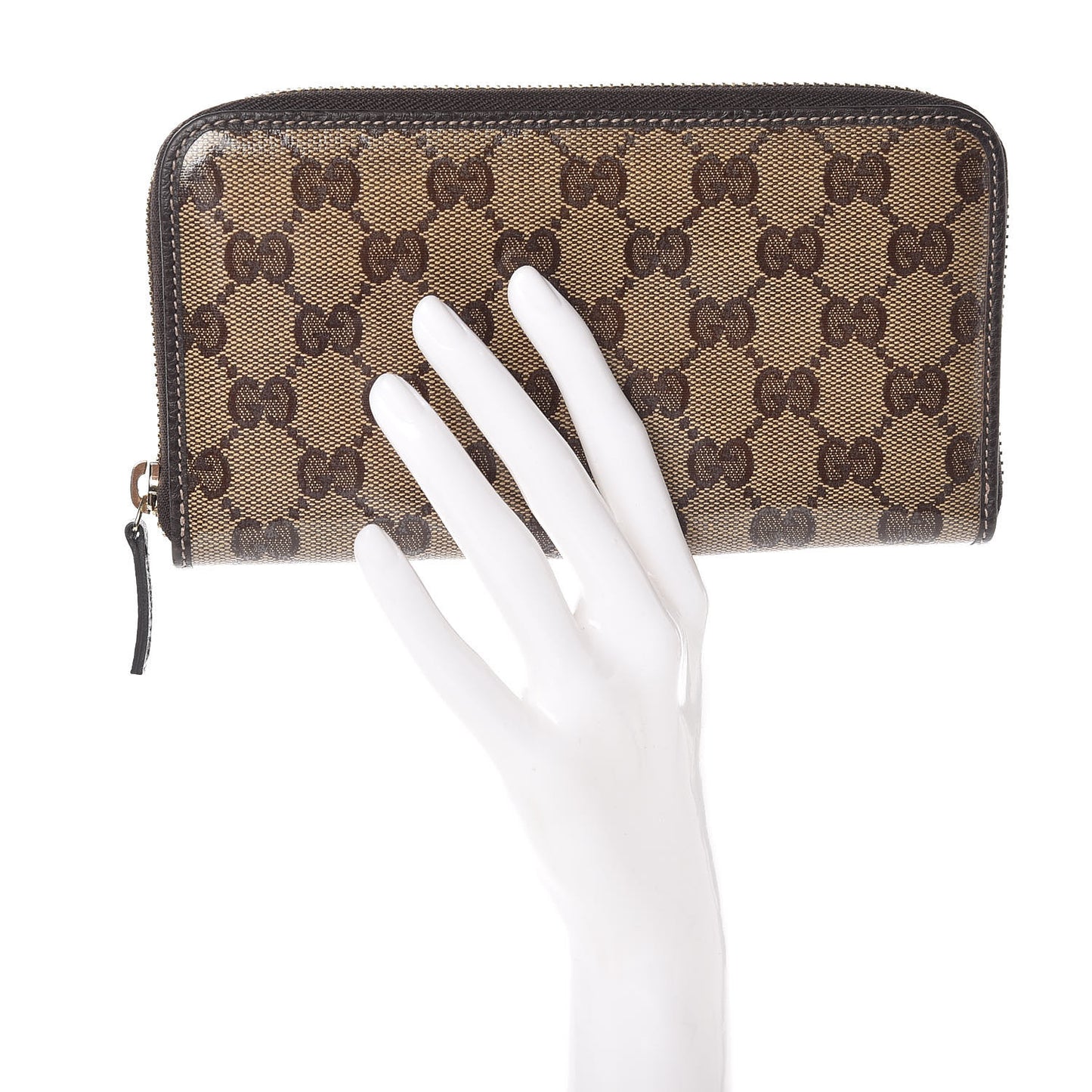 Crystal Monogram Zip Around Wallet Brown
