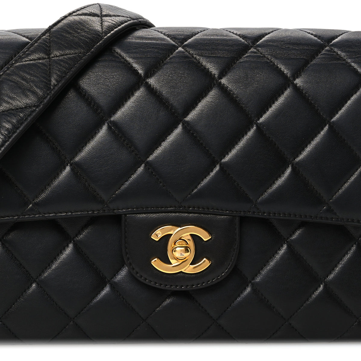 Lambskin Quilted Medium Double Sided Flap Black