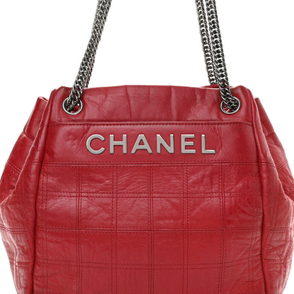 Chanel Lambskin Square Stitched Lax Accordion Shoulder Bag Red 8 of 11