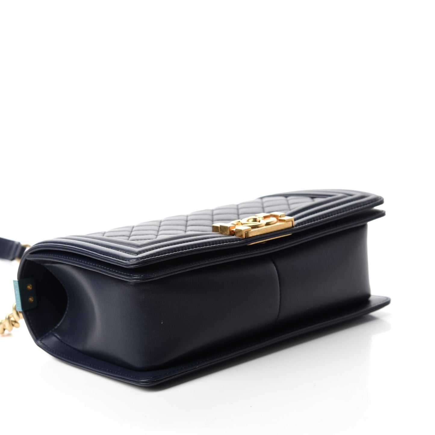 Lambskin Quilted Medium Boy Flap Dark Blue