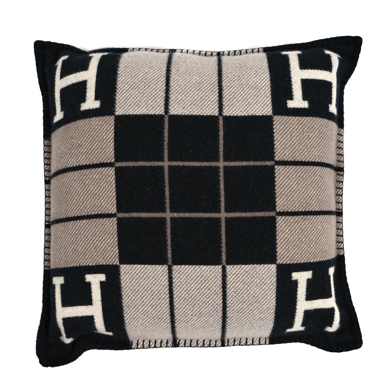 Hermes Wool Cashmere Avalon III Pillow PM Ecru Black 1 of 3