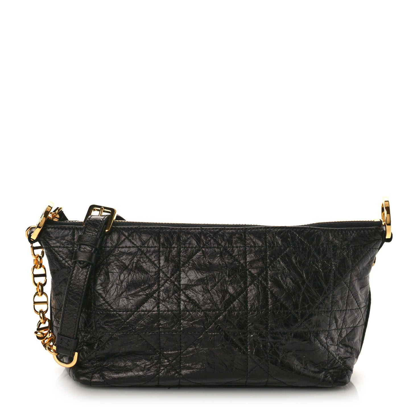 Crinkled Calfskin Macrocannage DiorStar Hobo Bag Black