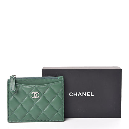 Chanel Lambskin Quilted Zip Card Holder Green 8 of 8