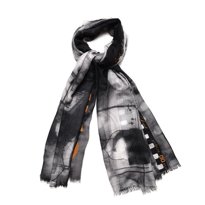 Chanel Cashmere CC Scarf Black White 1 of 10