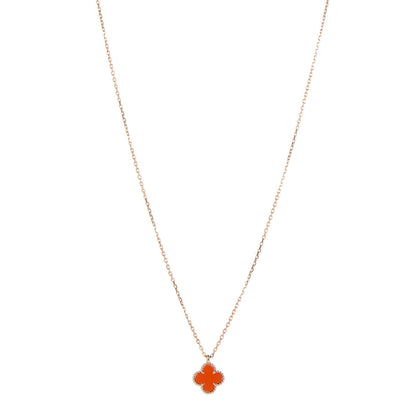 Van Cleef & Arpels 18K Rose Gold Carnelian Sweet Alhambra Pendant Necklace 1 of 6