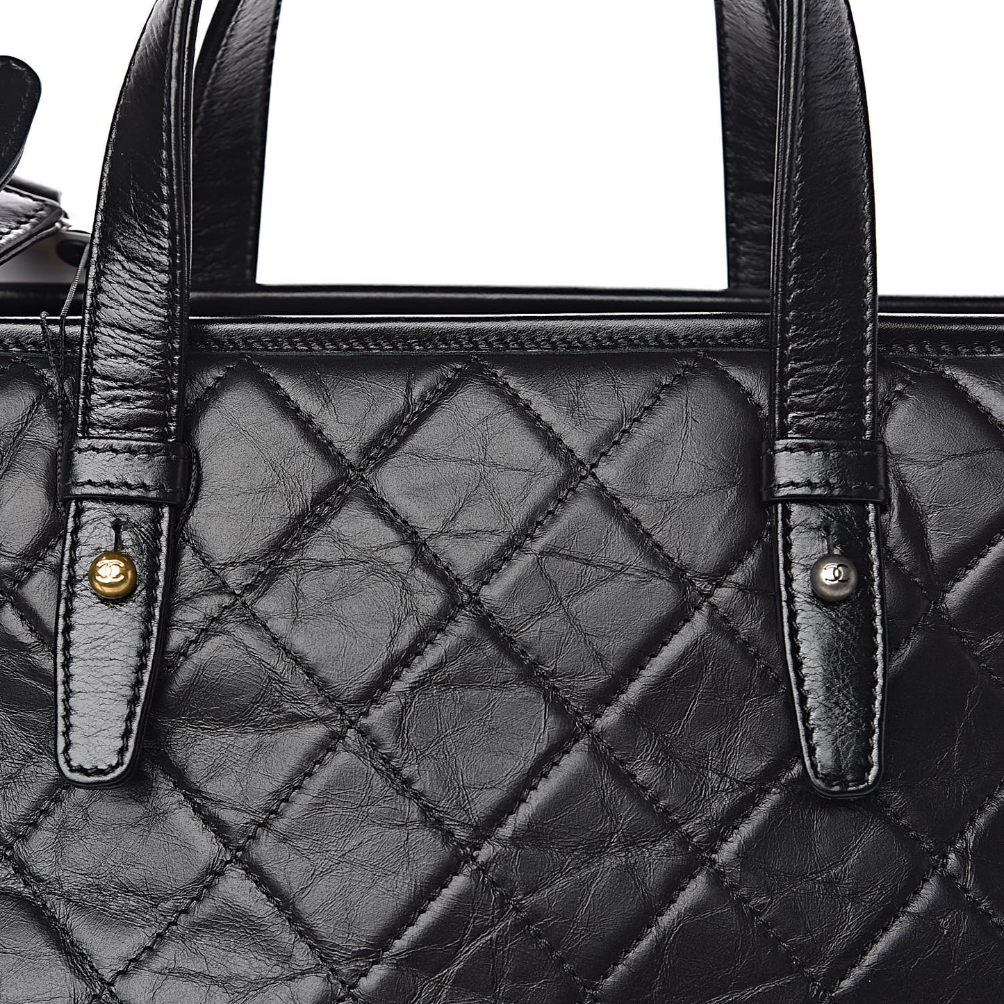 Calfskin Quilted Large Gabrielle Shopping Tote Black