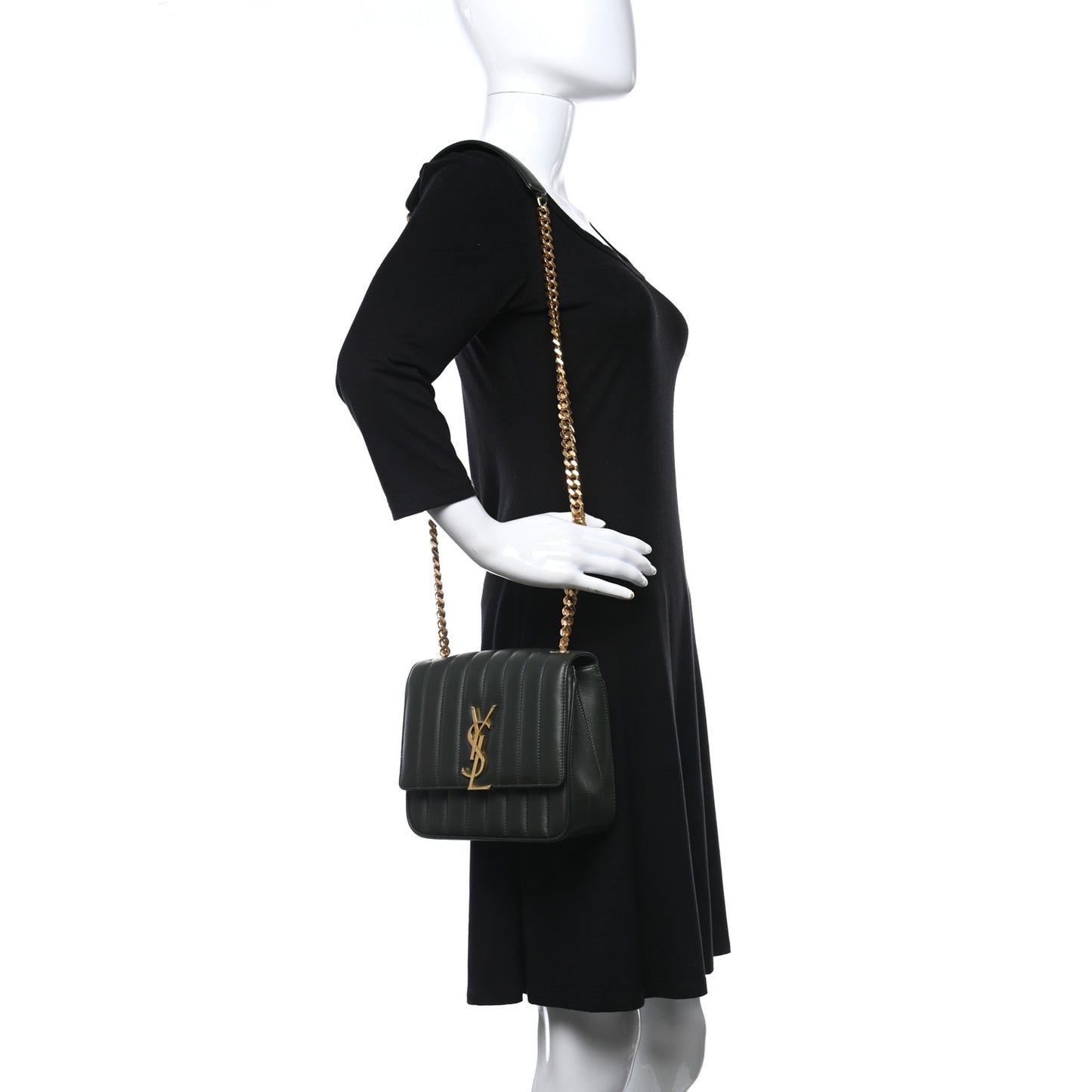 Lambskin Matelasse Monogram Medium Vicky Chain Bag Algae