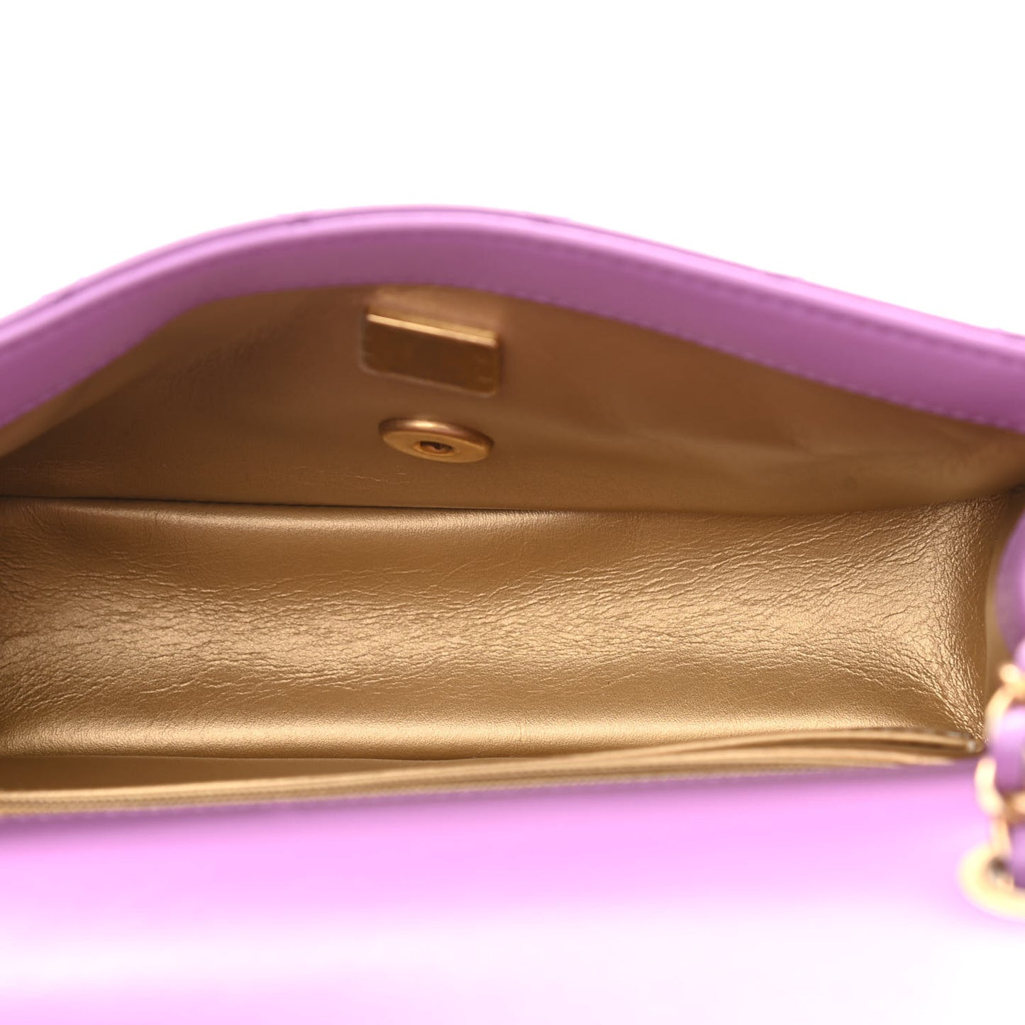 Lambskin Quilted Mini Rectangular Pearl Crush Flap Purple