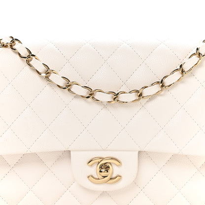 Chanel Caviar Quilted Medium Double Flap White 8 of 11