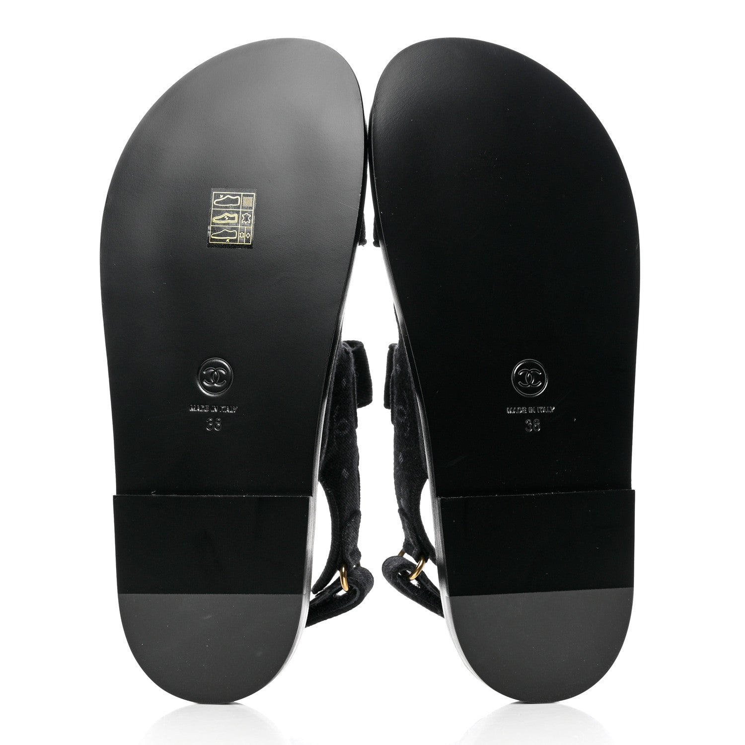 Chanel Denim Printed Dad Sandals 38 Black 5 of 9