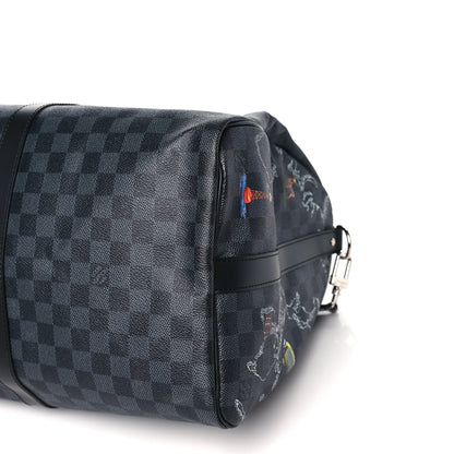 Louis Vuitton Damier Graphite World Map Keepall Bandouliere 50 9 of 10