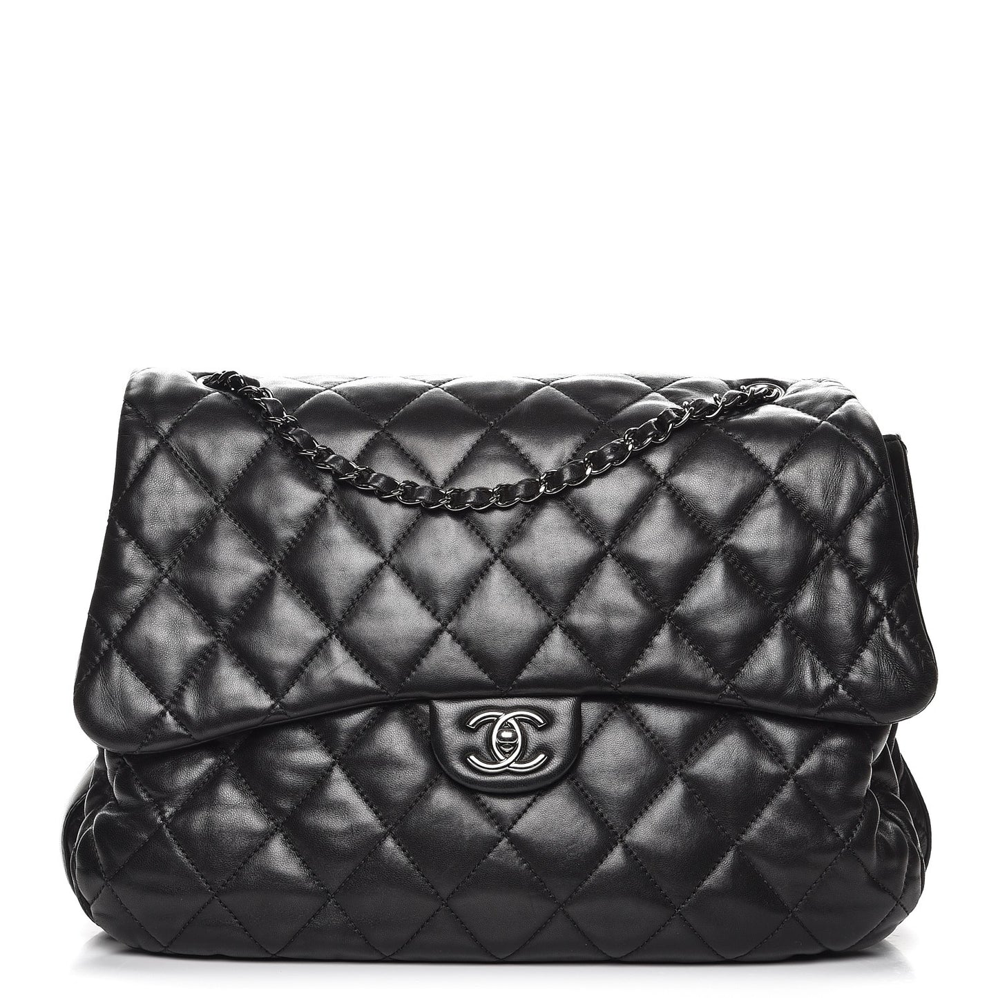 Lambskin Quilted 3 Maxi Flap Bag Black