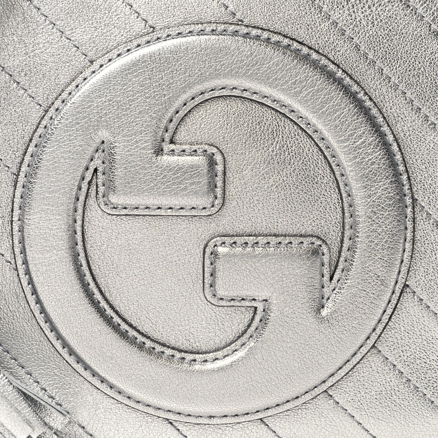 Gucci Metallic Sakai Be Green Calfskin Diagonal Stitched Small Blondie Shoulder Bag Silver 8 of 10