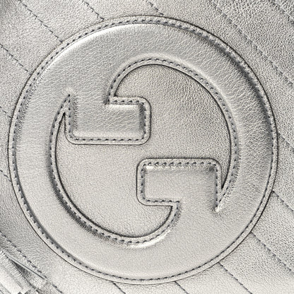 Gucci Metallic Sakai Be Green Calfskin Diagonal Stitched Small Blondie Shoulder Bag Silver 8 of 10