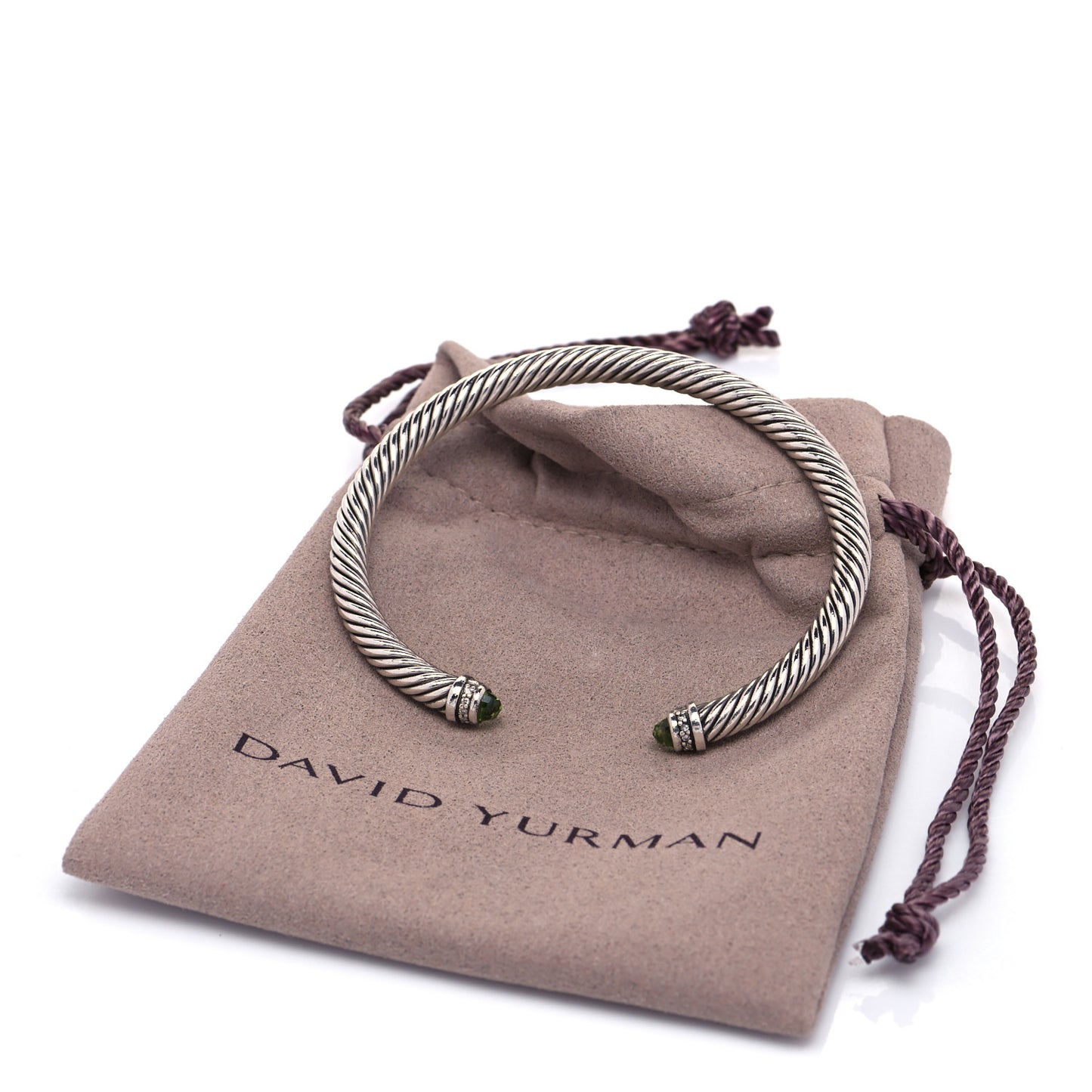 Sterling Silver Diamond Peridot 5mm Cable Classics Bracelet