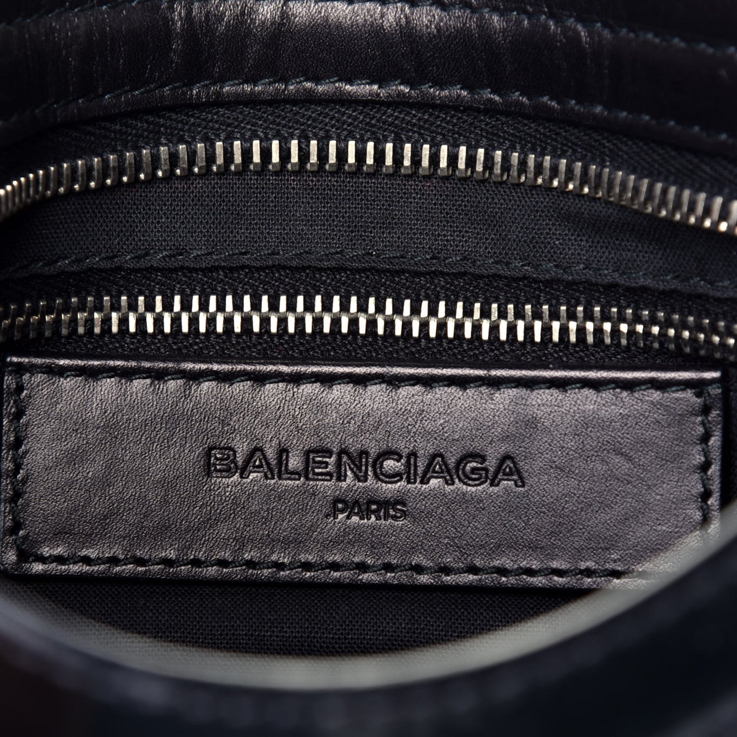 Smooth Calfskin Metallic Patent Giant 12 Silver Hardware Mini City Black Gris
