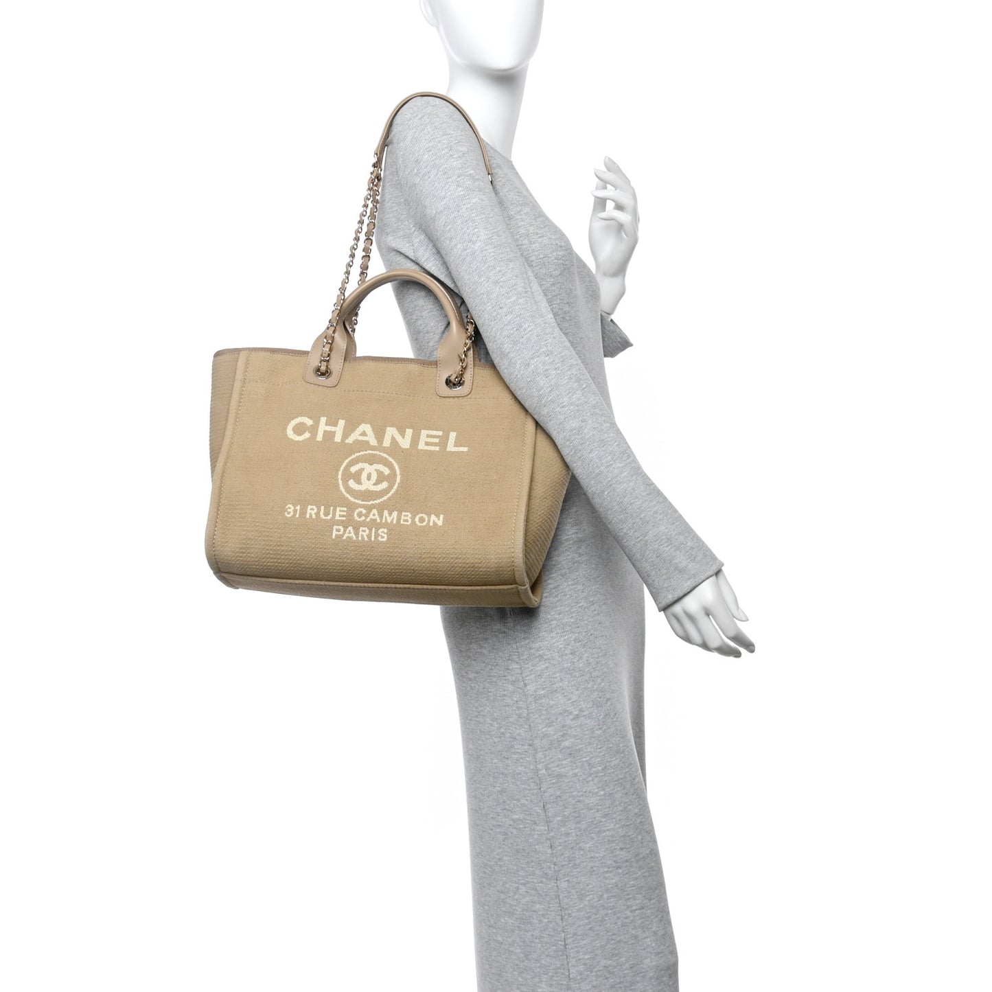 Canvas Small Deauville Tote Beige